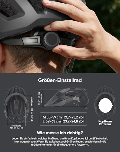 Adult Bike Helmet Rear Light & OTG Magnetic Goggles for Men Women (Black / Large)