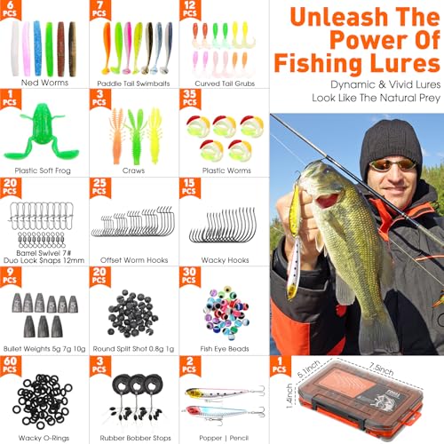 256 Pcs Fishing Backpack with Tackle Box Gears (Desert Camouflage)