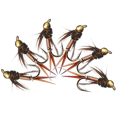 24Pcs Fly Fishing Flies Trout Lures Fishing Tackle Fly Fishing Flies with Boxed Trout Bass Artificial Fish Bait (24Pcs-Brasshead Nymph)