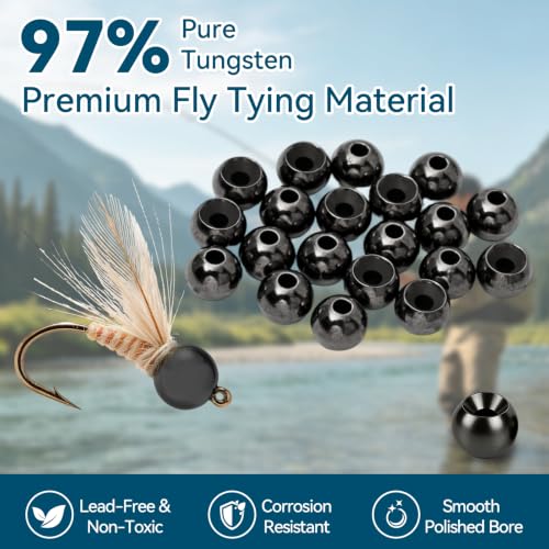 Tungsten Beads for Fly Tying Materials 50pcs Faster Sinking Deeper 13 Sizes (Black Nickle / 3.0MM)