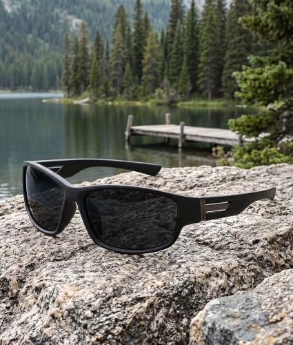 Sports Sunglasses for Men Women Polarized Classic Wrap Around Driving Cycling Golf Fishing Sun Glasses UV Protection 1 (1-black/Gray)