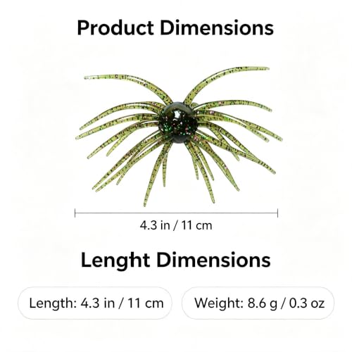 Urchin Baits for Bass Fishing (B-Pumpkin green / 4.3in-10pcs)