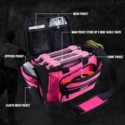 Fishing Tackle Bag with 3 3600 Tackle Boxes (A:Pink with 3 Tackle Boxes / X-Small)