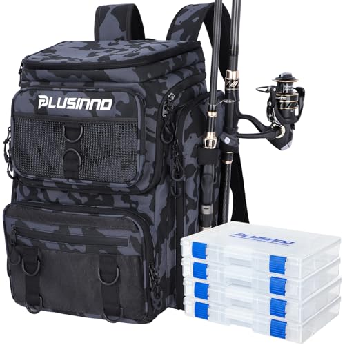 Fishing Tackle Backpack with Rod Holders