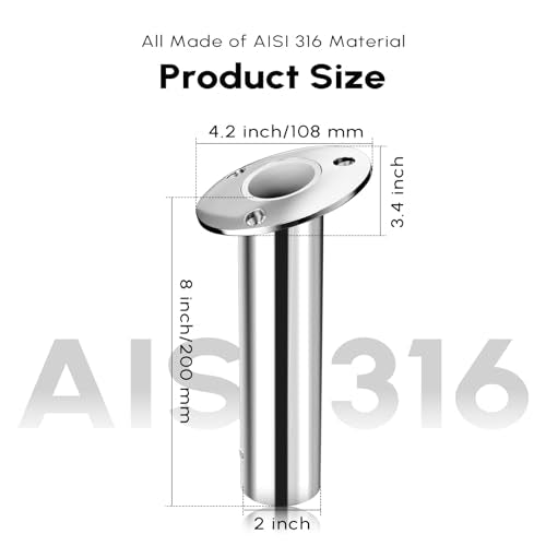 15 Degree Fishing Rod Holder 2 Pack (15 Degree - SS with White Insert)