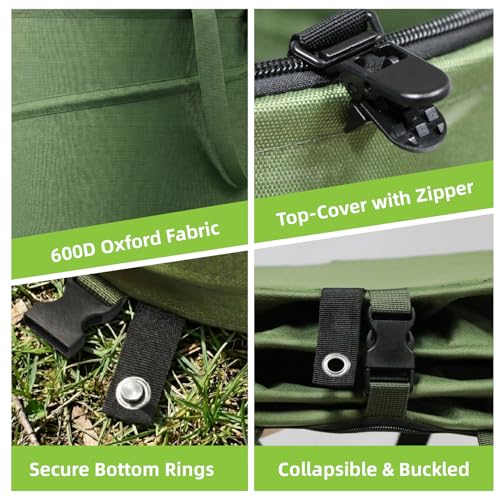 27 Gallon Collapsible Outdoor Trash Can Recycle Bin with Zipper Lid (27 Gallons-With Lid)