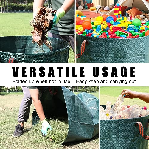 132 Gallon 3 Pack Reusable Lawn Bags for Yard & Garden (Green-132 Gallons)