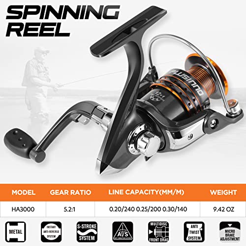 Collapsible Telescopic Fishing Rod Pole and Reel Combo Starter Kit (Full Kit with Carrier Case / 2.7m 8.86ft)