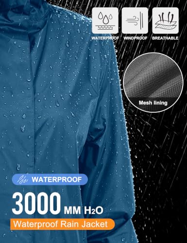 Women's Packable Waterproof Rain Jacket Classic Blue M (Medium / Classic Blue)