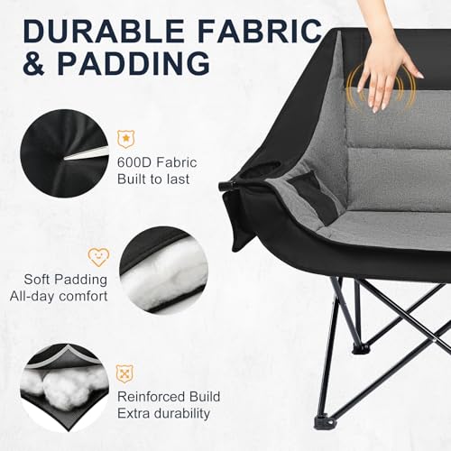 Double Camping Chair 2 Person Loveseat (Loveseat Grey)