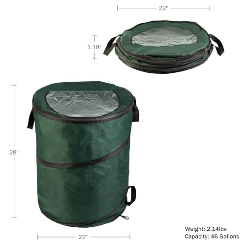 Pop Up Outdoor Trash Can (Green / 46-Gallon)