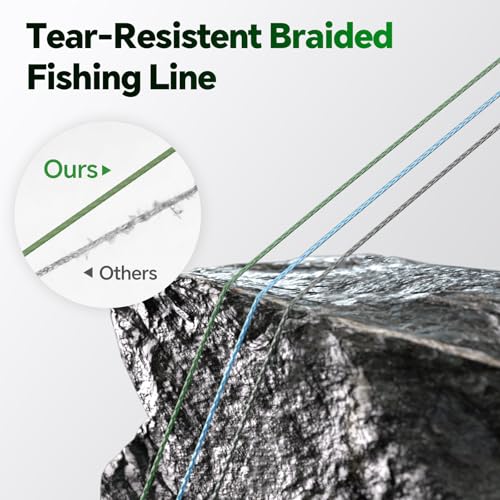 8 Strand Braided Fishing Line 20 & Fluorocarbon Leader (Green / 20LB 110YDS)