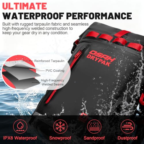 Waterproof Dry Bag Backpack 25L (Black Red / 85L)