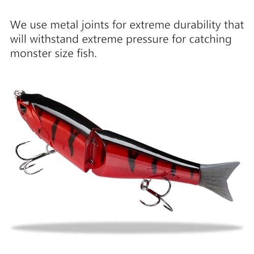 SwimShad Glide Baits Jointed Swimbait Bass Pike Salmon Trout Muskie Fishing Lure (Blue Mackerel +Red Perch +Northern Pike / 7in/2.2oz)