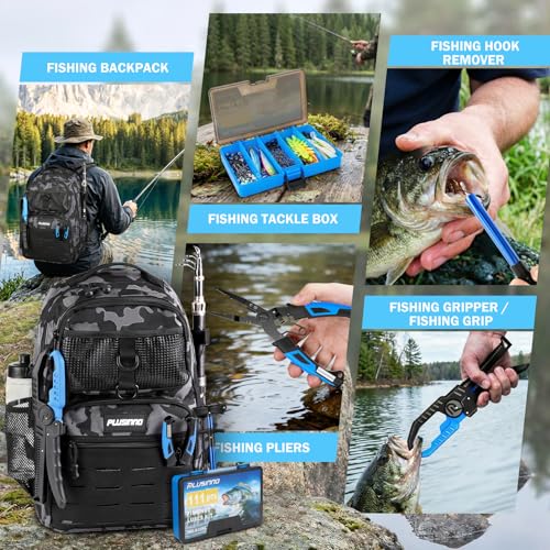 Fishing Gear Fishing Backpack with Fishing Rod (Fishing Backpack with Fishing Rod and reel combo fishing gear)