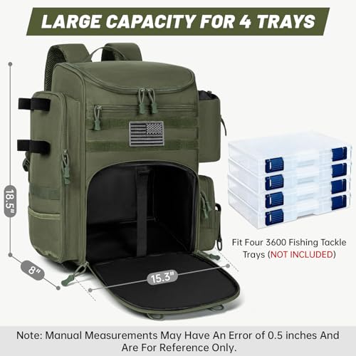 40L Tackle Fishing Backpack with 2 Rod Holders (Green)