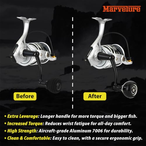 Foldable Power Handle for Penn Pursuit III IV (Black Silver / For Battle III IV DX 5000-6000 Thread)