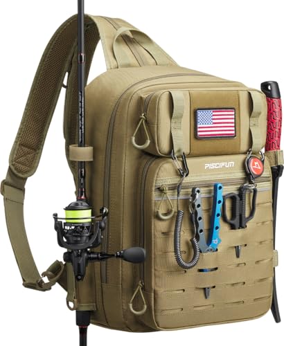 Fishing Backpack Tackle Bag (Double Shoulder - Khaki / Large)