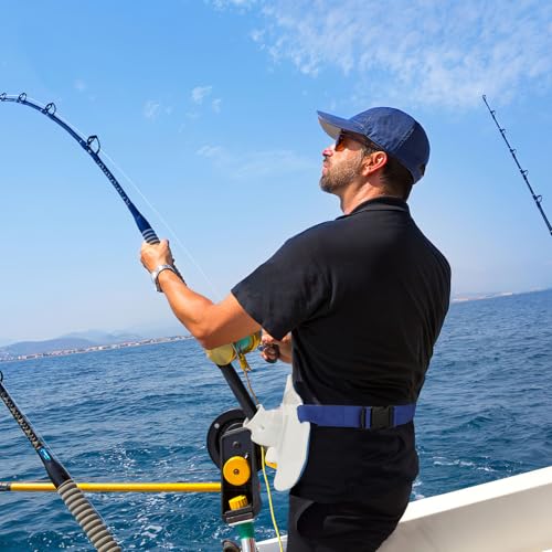 360°Adjustable Padded Fishing Fighting Belt Offshore Tackle Boat Fishing Rod Holder (White)