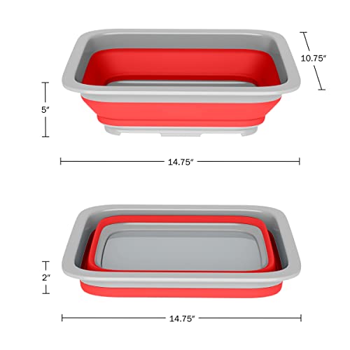 Collapsible Trash Can and Camp Sink Set (Red and Green)