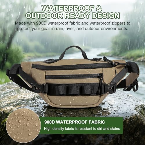 Khaki Fishing Waist Fanny Pack with Fishing Scale (Khaki)