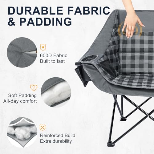 Double Camping Chair 2 Person Loveseat (Loveseat Plaid)