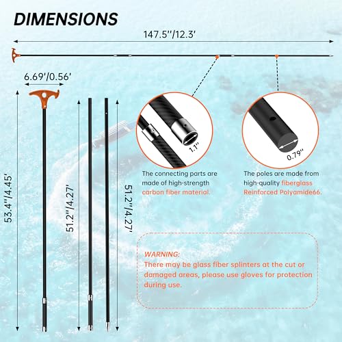 12.3' Shallow Water Anchor Pole with Hook (12.3 ft)
