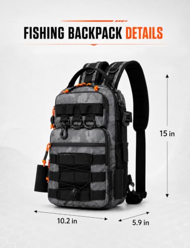 2 in 1 Compact Tactical Fishing Backpack with Tackle Boxes (Gray)