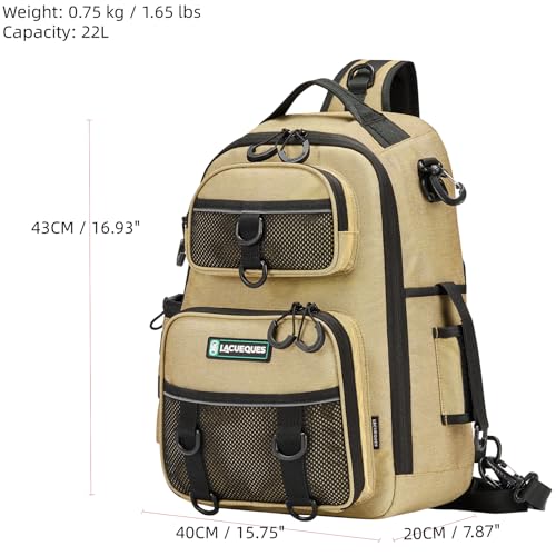 22L Wading Fishing Tackle Sling Bag (Tan)