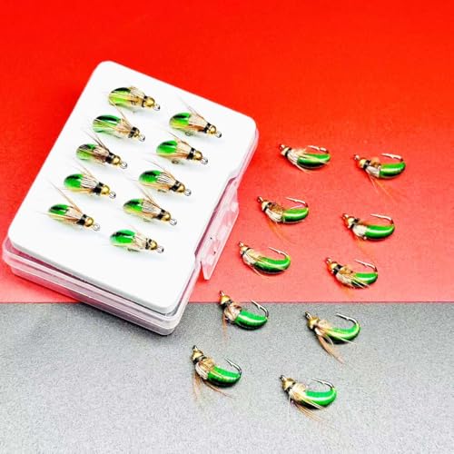 10Pc Wet Flies Bait Fly Fishing Flies for Bass Trout Pike Salmon Brass Head Caddis Nymph Handmade Fishing Bait Artificial Insect Fishing Lure