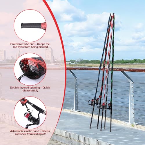 Fishing Rod Sleeves Rod Socks with Lanyard