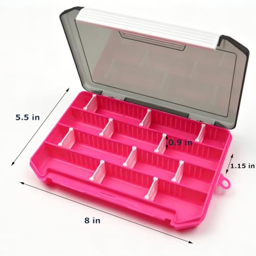 2 Pack Fishing Tackle Boxes (2 Pack Pink(Size: 8" L x 5.5" W x 1" H))