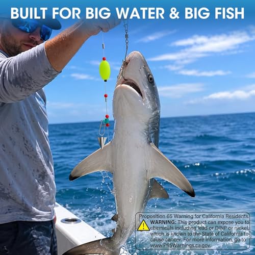 6PCS Pre Tied Fish Finder Rig for Surf Fishing Saltwater Fish Finder Rigs for Shark Bluefish Stripers Bass Surf Fishing Tackle & Gear with 90LB Leader Line (HOOK SIZE: 6/0-6PCS)