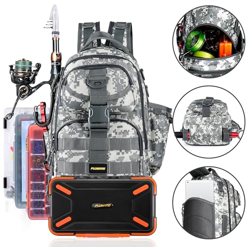Fishing Backpack with Fishing Rod and Reel Combos Tackle Boxes
