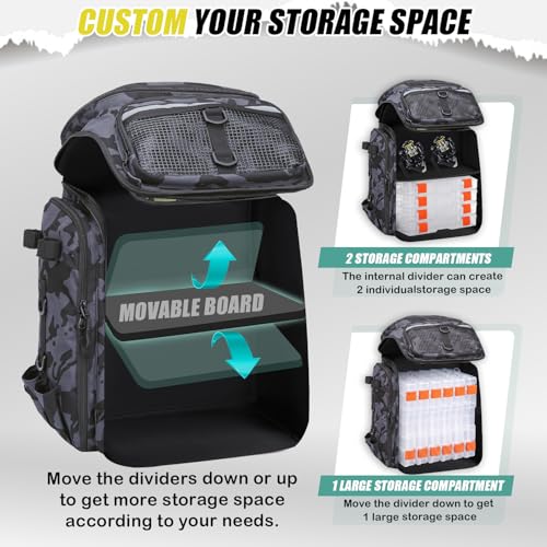 45L Fishing Backpack with Rod Holders & Built (Black and Blue CM)