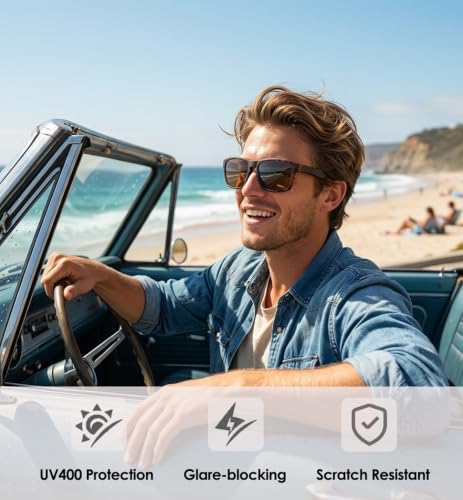 Polarized Sunglasses for Men and Women (C05- Frame: Matte Black & Tortoise / Lens: Brown)
