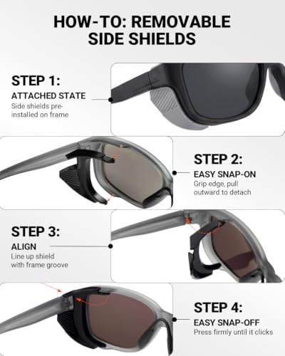 Polarized Sunglasses with Removable Side Shields