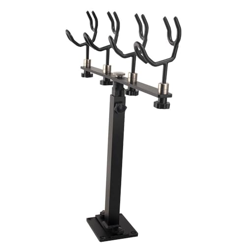 360 Degree Rotation & Adjustable Height Fishing Rod Holder with 4 Head