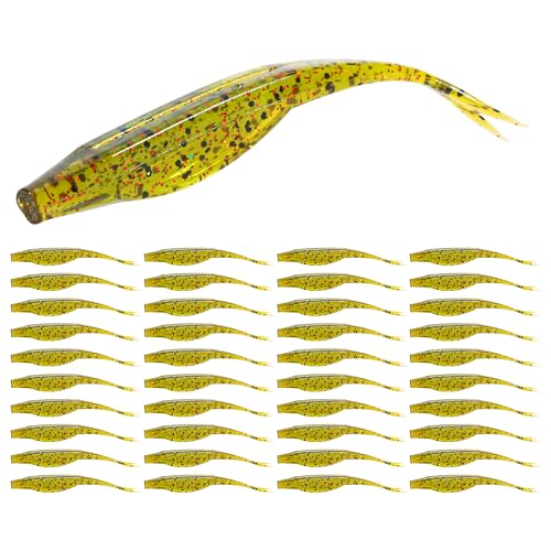 Fork Tail Soft Lures (4 Inch-40pcs / Watermelon Red)