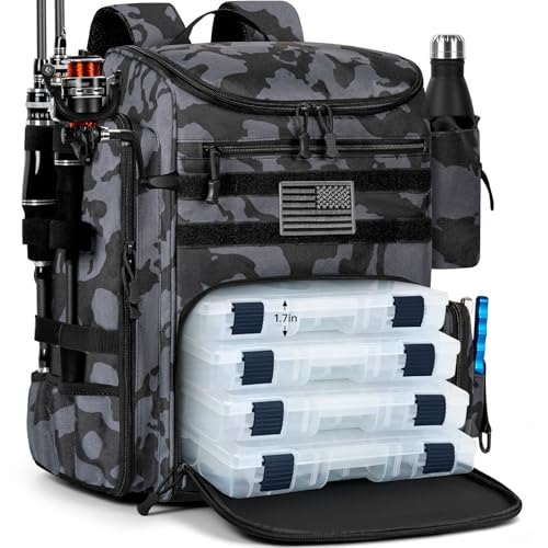 40L Tackle Fishing Backpack with 2 Rod Holders