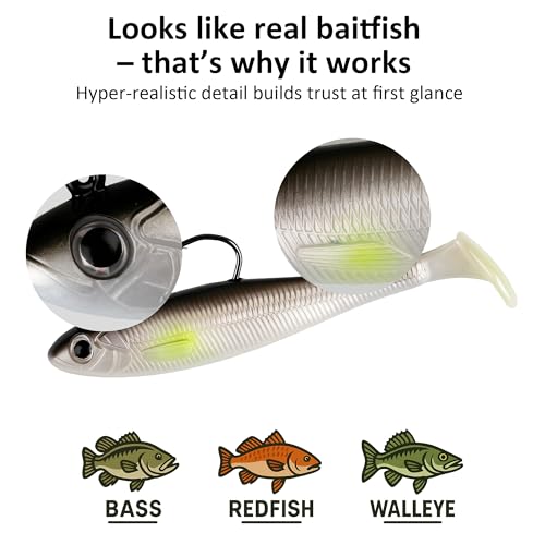 Paddle Tail Swimbait Fishing Lures for Bass Fishing (5Pcs Pre-Rigged Paddle Tails)