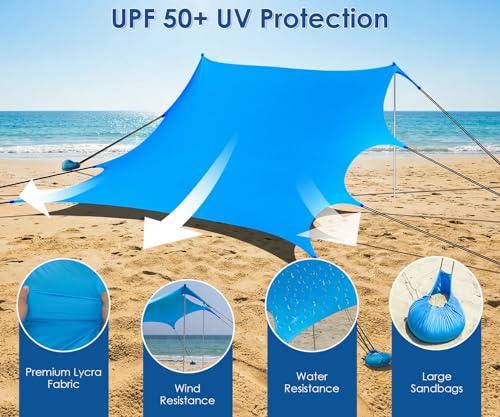 Beach Tent 14x11 FT UPF 50+ Sun Shelter