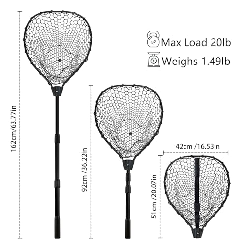Telescoping Rubber Fishing Net with Handle 64"