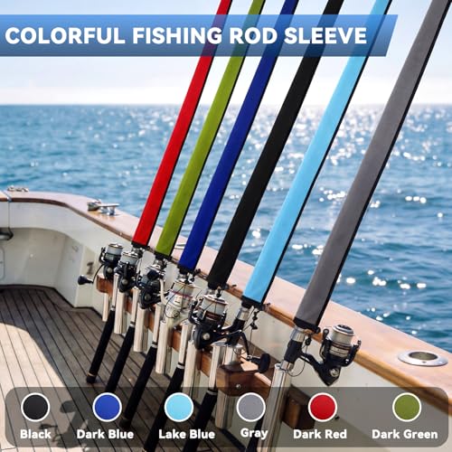 6 Pack Neoprene Fishing Rod Sleeves (58" / Solid Color)