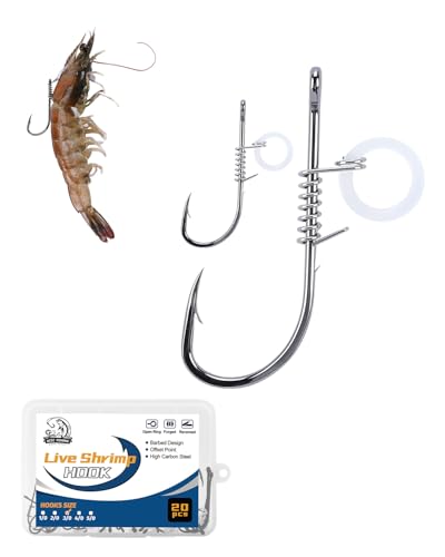 20PCS Live Shrimp Fishing Hooks (3/0, 20pcs)
