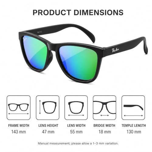 Polarized Golf Sunglasses and Hiking Sunglasses for Men Women (Black / Green Mirror)