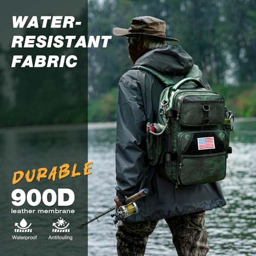 Fishing Backpack with Rod Holder (Green Camouflage Tpu)