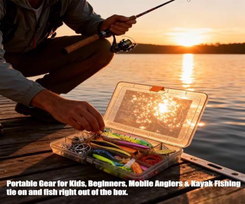 Small Tackle Box Starter Kit (75Pcs - Fishing Starter Kit (TEENS & Beginners))