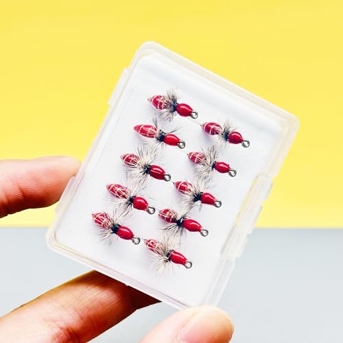 10Pc Hand Tied Fly Flies Fly Fishing Lure (Red)