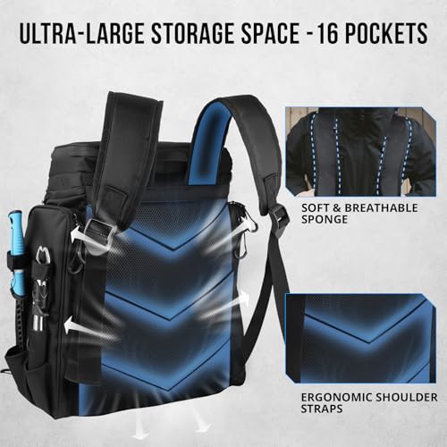Fishing Tackle Backpack with Rod Holders (Black With Tackle Boxes)